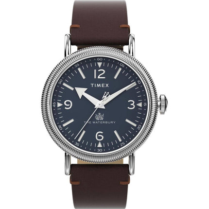 Timex Women's Watch - The Waterbury Navy Blue Dial Brown Leather Strap | TW2W20400VQ ,