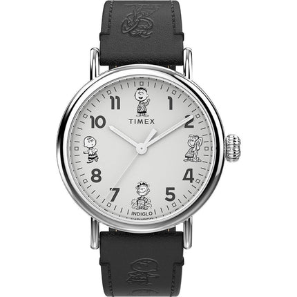 Timex Men's Watch - Peanuts Quartz Silver Tone Dial Grey Leather Strap | TW2W45900VQ ,