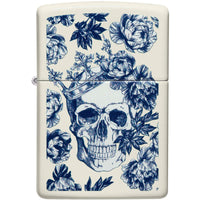Zippo Windproof Lighter - King Skull Design White Matte Blue Metal | 48086 ,