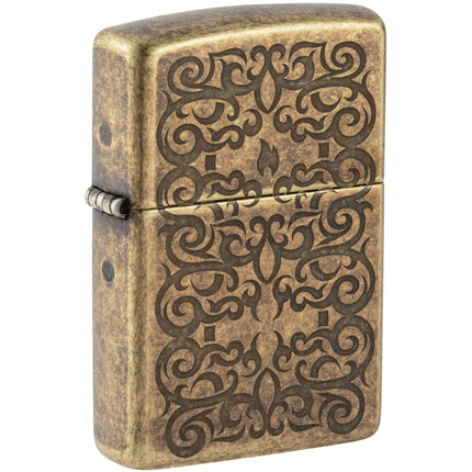 Zippo Windproof Lighter - Tattoo Theme Design Antique Brass Metal | 48484 ,