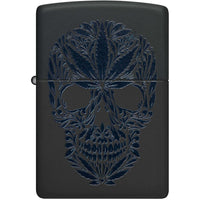 Zippo Windproof Lighter - Cannabis Skull Design Black Matte Metal | 48531 ,