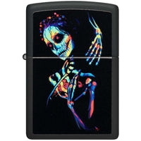 Zippo Windproof Lighter - UV Skeleton Design Black Matte Metal | 48647 ,