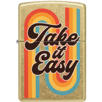 Zippo Windproof Lighter - Take It Easy Design Gold with Street Brass Metal | 48874 ,