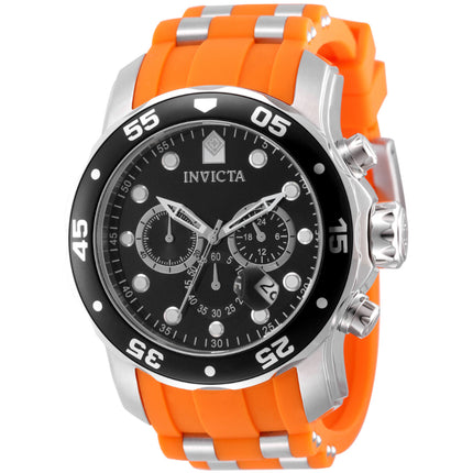 Invicta Men's Watch - Pro Diver Scuba Black Dial Orange, Silver Tone Strap | 49828 ,