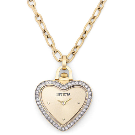 Invicta Women's Necklace Watch - Mini Heart Shape Pendant Yellow Gold Chain | 49938 ,