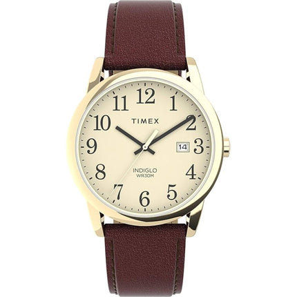 Timex Men's Watch - Easy Reader Quartz Cream Dial Brown Leather Strap | TW2V689009J ,