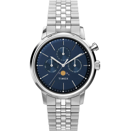 Timex Men's Watch - Marlin Moon Phase Blue Dial Silver Steel Bracelet | TW2W51300JR ,