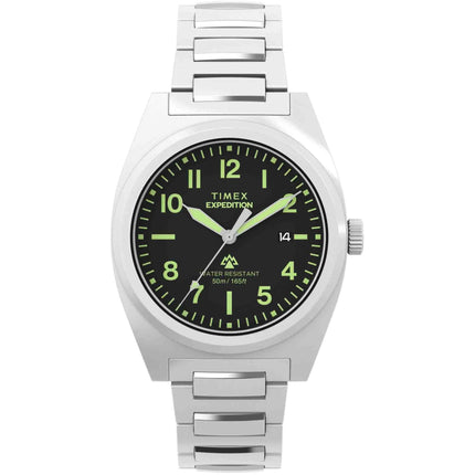 Timex Men's Watch - Expedition Quartz Black Dial Silver Steel Bracelet | TW2Y18300VQ ,