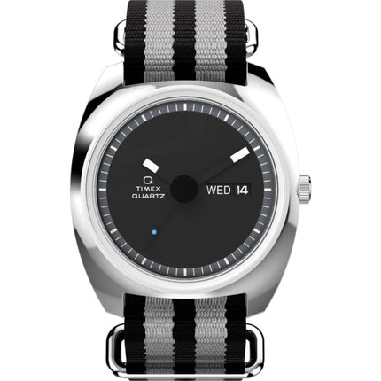 Timex Men's Watch - Q Timex Quartz Black and Grey Strap Day and Date | TW2Y34600VQ ,