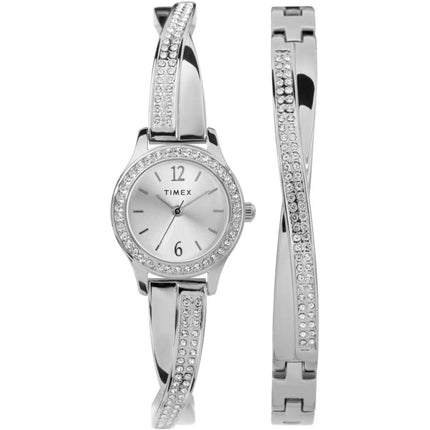 Timex Women's Watch Set - Quartz Silver Dial Steel Bracelet Crystals | TW2T58000JI ,