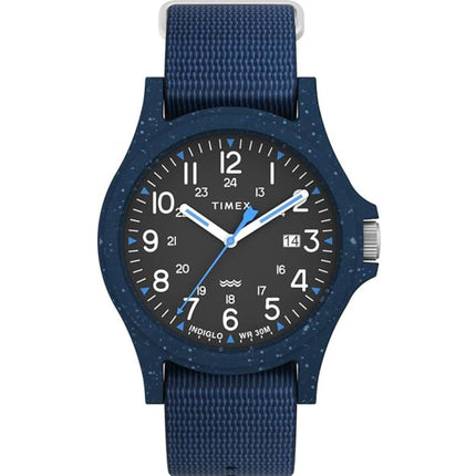 Timex Men's Watch - Reclaim Ocean Quartz Black Dial Blue Nylon Strap | TW2V81800JR ,