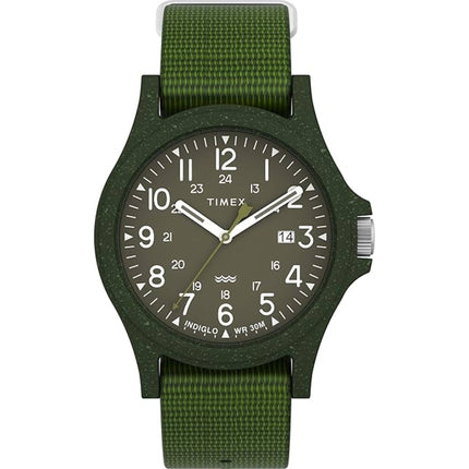 Timex Men's Watch - Reclaim Ocean Quartz Black Dial Green Fabric Strap | TW2V96000JR ,