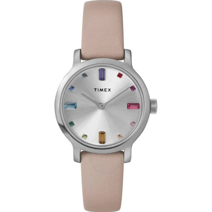 Timex Women's Watch - Transcend Quartz Crystal Silver Dial Pink Strap | TW2W46200VQ ,