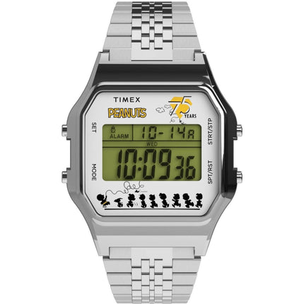 Timex Men's Watch - Peanuts T80 Chronograph Grey Digital Dial Bracelet | TW2Y20000VQ ,
