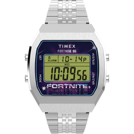 Timex Men's Watch - Fortnite Alarm Grey Digital Dial Silver Bracelet | TW2Y46100JR ,