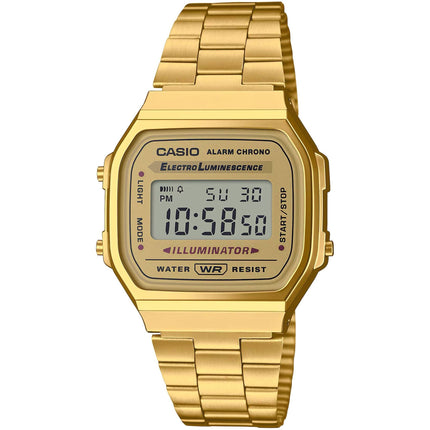 Casio Men's Watch - Chrono Grey Digital Dial Yellow Gold Steel Bracelet | A-168WG-9WDF ,