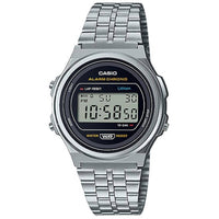 Casio Men's Watch - Chronograph Grey Digital Dial Silver Steel Bracelet | A-171WE-1ACF ,
