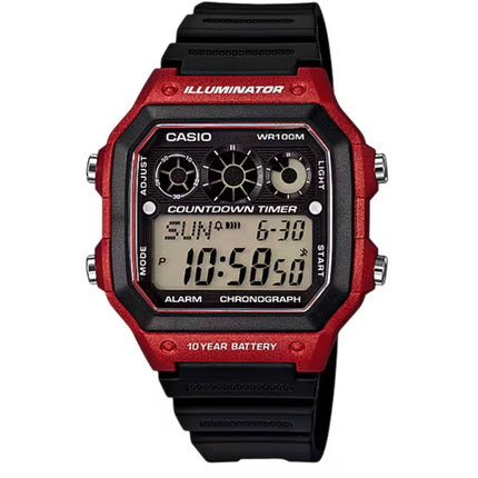 Casio Men's Watch - World Time Black and Grey Digital Dial Strap | AE-1300WH-4AVDF ,