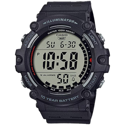 Casio Men's Watch - World Time Grey Digital Dial Black Rubber Strap | AE-1500WH-1AV ,