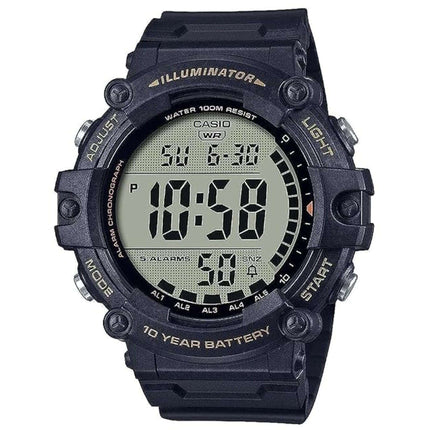 Casio Men's Watch - Dual Time Grey Digi Dial Black Rubber Strap | AE-1500WHX-1AVCF ,