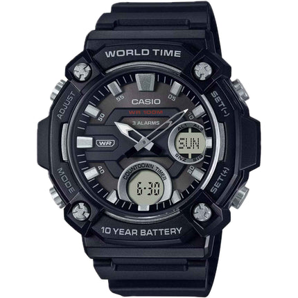 Casio Men's Watch - World Time Black and Grey Ana-Digi Dial Strap | AEQ-120W-1AVCF ,