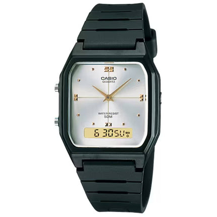 Casio Men's Watch - Silver Analog-Digital Dial Black Resin Strap | AW-48HE-7AVDF ,