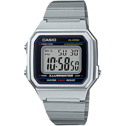 Casio Men's Watch - Chronograph Grey Digital Dial Silver Steel Bracelet | B650WD-1A ,