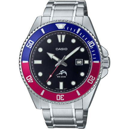 Casio Men's Watch - Rotating Bezel Black Dial Silver Bracelet | MDV-106DD-1A2VCF ,
