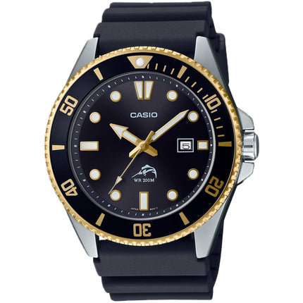 Casio Men's Watch - Rotating Bezel Black Dial Rubber Strap Quartz | MDV-106G-1AV ,