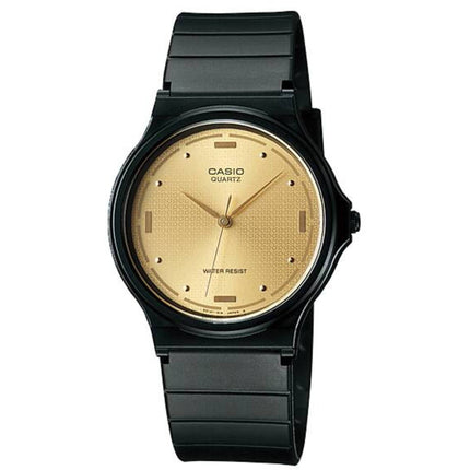 Casio Men's Watch - Quartz Round Gold Tone Dial Black Resin Strap Analog | MQ-76-9A ,