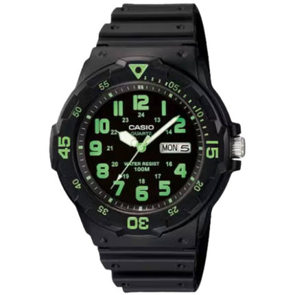 Casio Men's Watch - Rotating Bezel Black Analog Dial Rubber Strap | MRW-200H-3BV ,