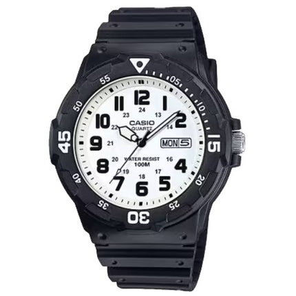Casio Men's Watch - Rotating Bezel White Analog Dial Rubber Strap | MRW-200H-7BV ,