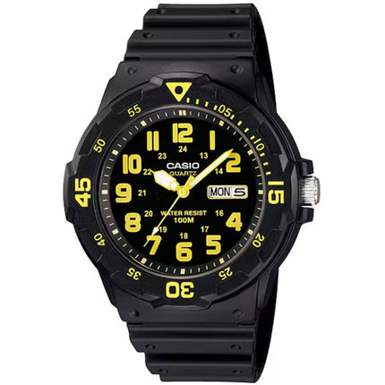 Casio Men's Watch - Rotating Bezel Black Analog Dial Resin Strap | MRW-200H-9BV ,