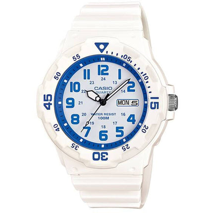 Casio Men's Watch - Rotating Bezel White Analog Dial White Strap | MRW-200HC-7B2VDF ,