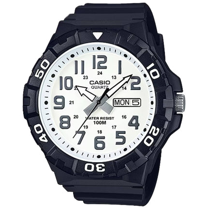Casio Men's Watch - Quartz White Dial Black Rubber Strap Date and Day | MRW-210H-7AV ,