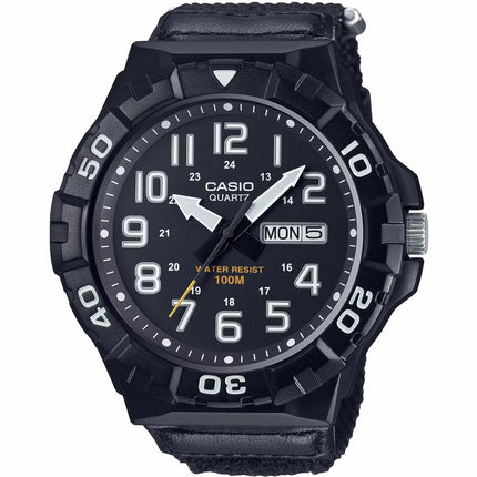 Casio Men's Watch - Quartz Black Fabric Strap Date and Day Display | MRW-210HB-1BV ,