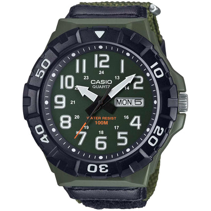 Casio Men's Watch - Quartz Green Fabric Strap Date and Day Display | MRW-210HB-3BV ,