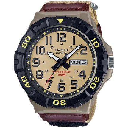 Casio Men's Watch - Quartz Brown Fabric Strap Date and Day Display | MRW-210HB-5BV ,
