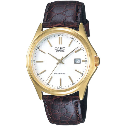Casio Men's Watch - Quartz White Dial Brown Leather Strap Date Display | MTP-1183Q-7A ,