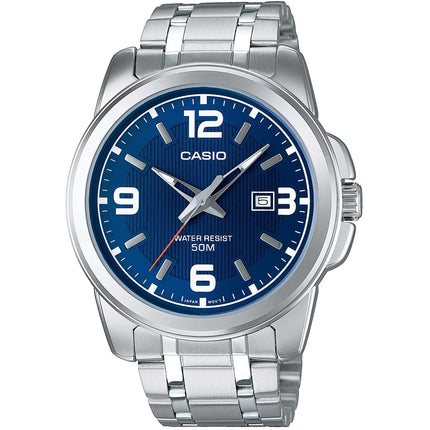 Casio Men's Watch - Quartz Blue Dial Silver Bracelet Date Display | MTP-1314D-2AV ,