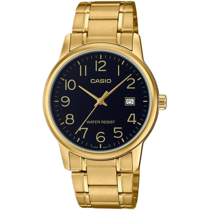 Casio Men's Watch - Black Dial Yellow Gold Stainless Steel Bracelet | MTP-V002G-1BUDF ,