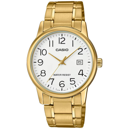 Casio Men's Watch - Quartz White Dial Yellow Gold Steel Bracelet | MTP-V002G-7B2UDF ,