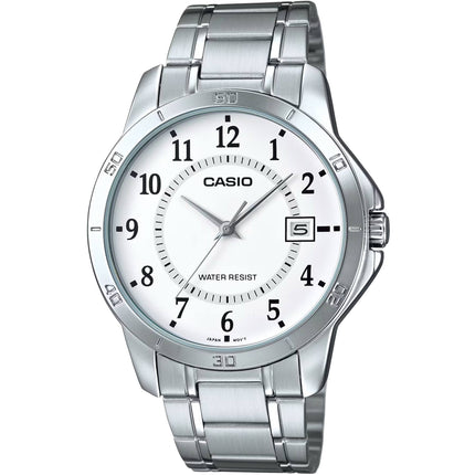 Casio Men's Watch - White Dial Silver Stainless Steel Bracelet | MTP-V004D-7BUDF ,