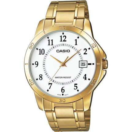 Casio Men's Watch - White Dial Yellow Gold Stainless Steel Bracelet | MTP-V004G-7B ,