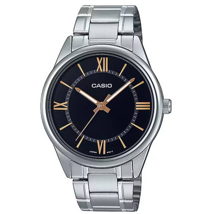 Casio Men's Watch - Black Dial Silver Stainless Steel Bracelet | MTP-V005D-1B5UDF ,