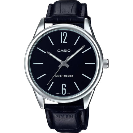 Casio Men's Watch - Quartz Black Dial Genuine Leather Strap Analog | MTP-V005L-1BUDF ,