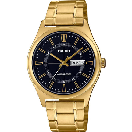 Casio Men's Watch - Black Dial Yellow Gold Stainless Steel Bracelet | MTP-V006G-1CUDF ,