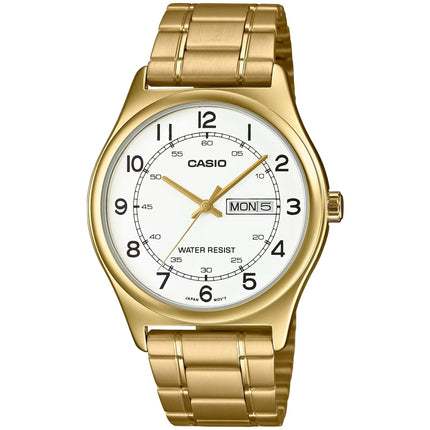 Casio Men's Watch - White Dial Yellow Gold Stainless Steel Bracelet | MTP-V006G-7B ,