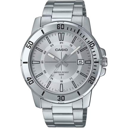 Casio Men's Watch - Silver Tone Dial Stainless Steel Bracelet | MTP-VD01D-7CVUDF ,