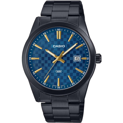Casio Men's Watch - Blue Dial Black Stainless Steel Bracelet Analog | MTP-VD03B-2AUDF ,